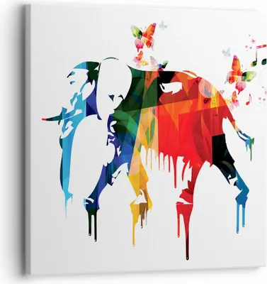 Produktbild von Bild auf Leinwand - Leinwandbild - Elefant Tierwelt Fantasie - 30x30cm - Wand Bild - Wanddeko - Leinwanddruck - Bilder - Kunstdruck - Wanddekoration - Leinwand bilder - Wandkunst - AC30x30-3079
