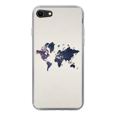 Produktbild von MuchoWow® Handyhülle Schutzhülle Hülle für iPhone 7 Weltkarte - Licht - Rot Silikon Softcase Handy Hülle - Kartenhalter
