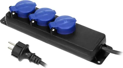 Image de Câble secteur Rallonge à contact de protection, 3 fois, 3m, 3x1,5mm², IP44, noir,