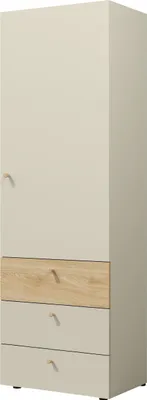 Produktbild von Tkmoebel Bücherregal Yuki 04 60 cm x 185 cm x 40 cm graubeige + geölte Eiche
