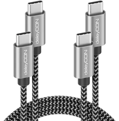 Produktbild von deleyCON 1m USB-C Kabel PD3.0 60W USB-C auf USB-C, 2 Stück