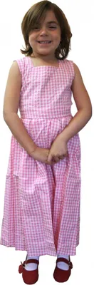 Produktbild von Mädchen Kinder Dirndl Mädchendirndl Kleid Rosa/Weiß kariert, Größe:140