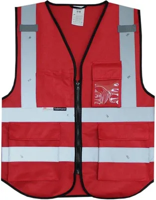 Obrázok produktu pre Uniqoos® reflexná bezpečnostná vesta s 3M reflexnými prvkami – vysoko viditeľná, červená, vyrobená z polyesteru, 4 vrecká vpredu, zapínanie na zips, EN17353 (typ B3), veľkosť XXL/XXXL, vhodná na bicykel a do práce