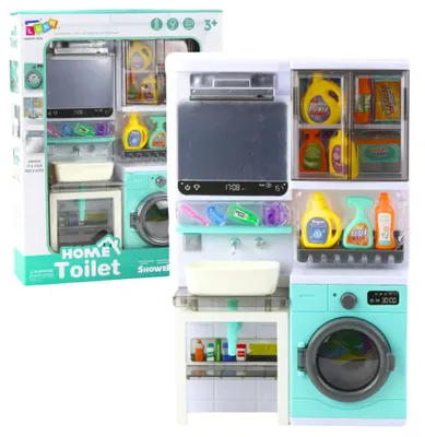 Produktbild von Lean Toys Badezimmer Spielzeug Waschbecken Schrank Zubehör Lichter Sounds