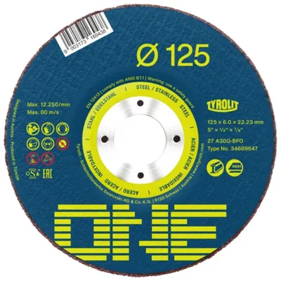 Productafbeelding van Slijpschijf Tyrolit ONE, 230x6,0x22,23mm, A30Q-BFO, 2-in-1, staal/rvs, verdiept - Set van 10 stuks