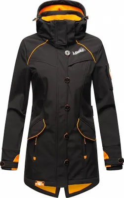 Produktbild von Marikoo Soulinaa Wasserdichte Damen Softshelljacke mit Kapuze Outdoor Jacke Regenjacke Regenmantel Schwarz Gr. 34 - XS