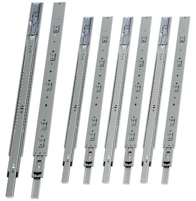 Obrázek produktu pro Ikodm 4 kusy pojezdových ližin do zásuvek, délka 650 mm, s tlumením, plný výsuv, 3dílné, tiché kuličkové ložiska, vhodné pro nábytek a zásuvky