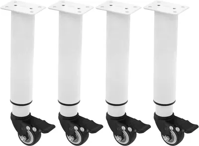 Image de Pied de meuble avec roulettes - Pied de table - Pied à roulettes réglable en hauteur avec frein - En métal - Pour bureau, établi et atelier de bricolage