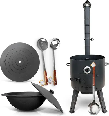 Produktbild von Feuerofen Ø 44 cm 2 mm Stahl Utschak Uchag Herdplatte 4 mm Kazan 16 L Казан Учаг