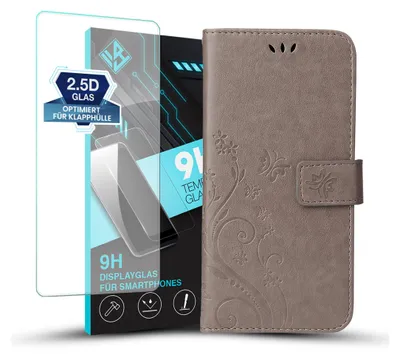 A smartphone case and screen protector are displayed against a white background.