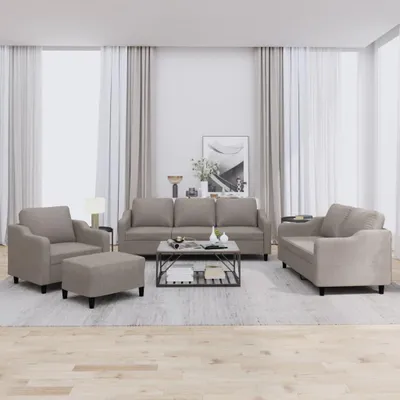 Image de ensemble de canapés 4 pièces avec coussins Tissu taupe