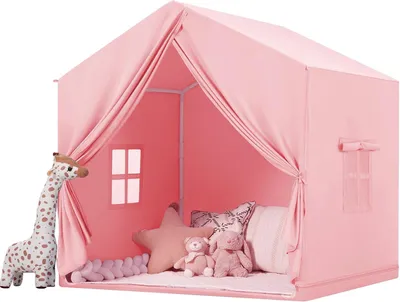 Productafbeelding van Kindertent roze, speelhuis voor binnen, grote peutertent met raam, voor meisjes en jongens