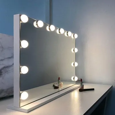 Productafbeelding van Hollywood Make-upspiegel met ledlampen en touch-bediening - Grote make-upspiegel met dimbare verlichting - Schminkspiegel met 12 lampen (Wit)