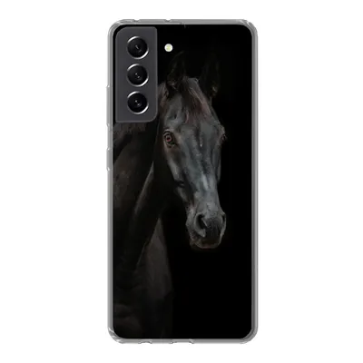 Produktbild von MuchoWow® Handyhülle Schutzhülle Hülle für Samsung Galaxy S21 FE Pferd - Nutztier - Schwarz Silikon Softcase Handy Hülle - Mobiltelefonhülle