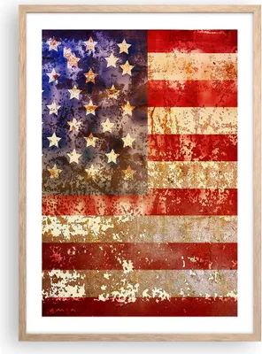 Produktbild von Gerahmtes Poster - Rahmen in heller Eiche - Amerika Flagge national patriotisch - 50x70 cm - Wand Bild - Wanddeko - Wandbilder - Wandposter - Bilderrahmen - Bilder - Kunstdruck - P2NPA50x70-3084