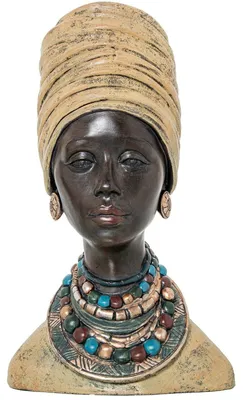 Produktbild von Figur Einer afrikanischen Büste aus Harz in Gold und Schwarz, 29 x 23 x 48 cm