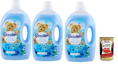 Produktbild von Coccolino Ammorbidente, Weichspüler verdünnt Frühlingsluft, 3x 3 Liter + Italian Gourmet polpa 400g