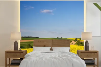 Produktbild von MuchoWow® Fototapete für Wohnzimmer oder Schlafzimmer Wandtapete Vinyl Motivtapete Frühling - Blumen - Gelb - 240x240 cm - Schlafzimmer-Tapete