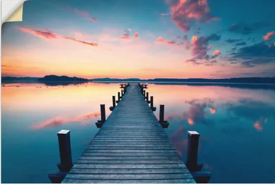 Produktbild von ARTland Wandbild, selbstklebend Langer Pier am See im Sonnenaufgang Größe: 30x20 cm