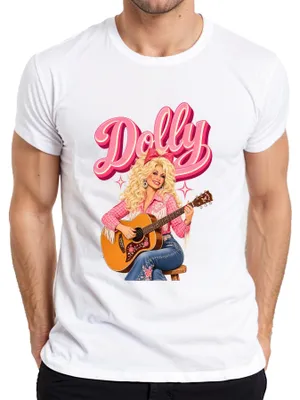 Produktbild von Dolly Parton Country Musik Sängerin Gitarre Cowgirl Western Retro Herren T-Shirt, Weiß, S