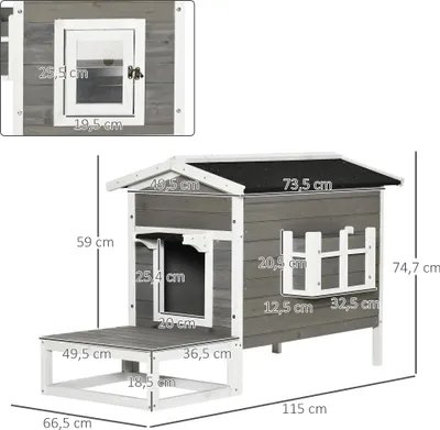 Produktbild von PawHut Katzenhütte Katzenhaus Katzenklappe Kleintierhaus Katzen Wetterfest