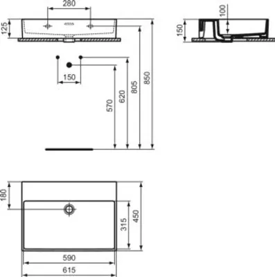 Produktbild von IDEAL STANDARD R054401 Waschtisch Extra 615 mm o.Hahnloch