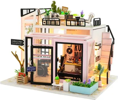 Image de Habarri | Maison Miniature - DIY Maison de Poupées - Maison en Bois avec Meubles et éclairage LED - Cadeau pour Enfants - Star Factory