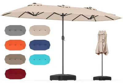 Image de Parasol de terrasse, mécanisme à manivelle, 400 x 200 cm, beige, protection UV 30+
