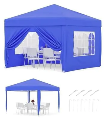 Obrázek produktu pro Pavilon 3x3 m – Skládací párty stan – Voděodolný – Ochrana proti UV záření UPF 50+ – S 4 bočními stěnami – Modrý