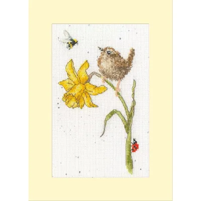 Produktbild von Bothy Threads Grußkarte Kreuzstich Stickpackung "Die Vögel und die Bienen", Zählmuster, XGC43, 10x16cm