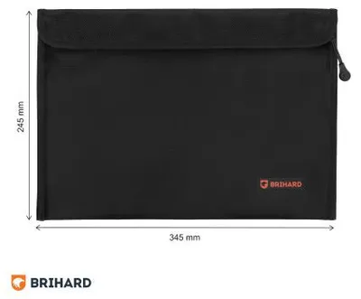 Produktbild von Brihard feuerfeste Dokumententasche, wasser- und feuerbeständig, für A4-Dokumente, schwarz, faltbar