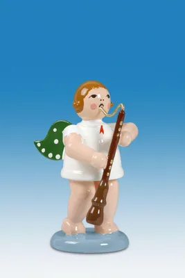 Produktbild von Holzfigur Engel mit Altoboe ohne Krone Höhe 6cm NEU