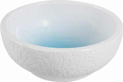 Produktbild von Kerra Keramik Waschbecken KR-140 weiß matt/blau mit Blumenmuster