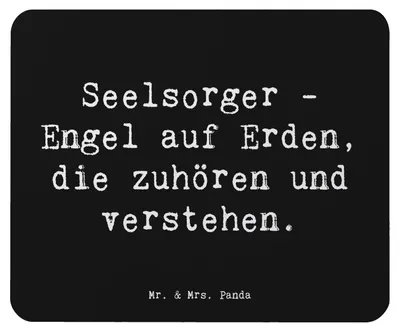 Produktbild von Mr. & Mrs. Panda Mousepad Spruch Seelsorger Engel - Schwarz - Geschenk, handgefertigt, Dankeschön, mousematte, Bedanken, Aufmerksamkeit, Danke sagen, Dankbarkeit, laptop