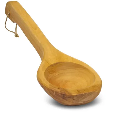 Produktbild von Traditionelle Saunakelle aus dunklem Erlenholz, 40 cm, mit Aufhängeschlaufe