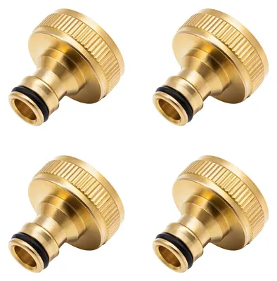 Image de Lot de 4 raccords en laiton pour robinet, avec raccord pour tuyau