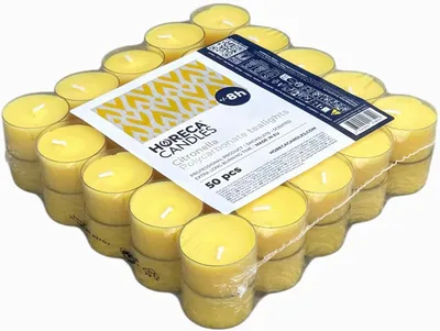 Obrázek produktu pro HORECA CANDLES citronella svíčky 50 ks – vonné čajové, 8h, do interiéru i exteriéru