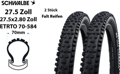 Produktbild von 2 Stück 27.5 Zoll Fahrrad FALT Reifen SCHWALBE 27.5x2.80 MTB 70-584
