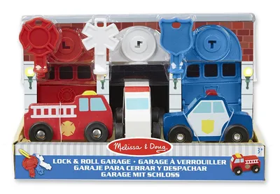 Produktbild von MELISSA Garage mit drei Rettungswagen und Schlüssel 14607