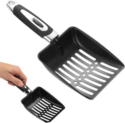 Produktbild von Katzenstreuschaufel Edelstahl, 1 Stück, für Katzenstreu, ergonomischer Griff