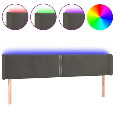 Produktbild von vidaXL LED Kopfteil Dunkelgrau 203x16x78/88 cm Samt