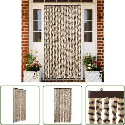 Zdjęcie produktu dla The Living Store Zasłona w kolorze beżowo-brązowym 100x200 cm szenilowa