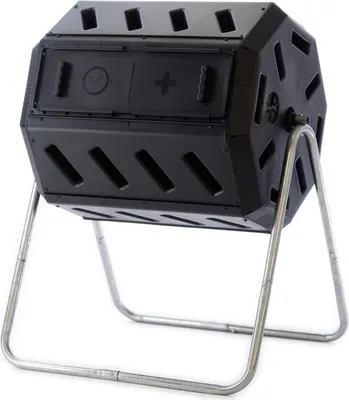 Produktbild von Outdoor Tumbling Composter - Doppelraum - 100% Recyceltes Harz - Rotationskomposter - Garten Küche - Gartenabfälle - Schwarz - 140L