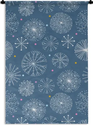 Produktbild von MuchoWow® Wandteppich Wandbehang Schneeflocke - Muster - Winter 90x135 cm Tapisserie Dekoration Wandtuch - Baumwolle - Wandskulptur