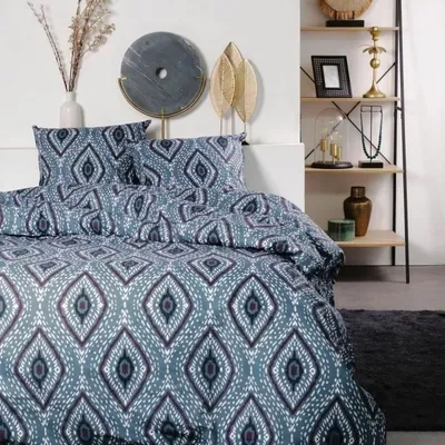 Image de Ensemble housse de couette TODAY Romb 220 x 240 cm bleu 3 pièces