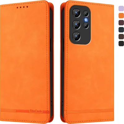 Immagine prodotto di Custodia per Oukitel C1 / C1 Pro, custodia retro in Finto cuoio flip con supporto e slot per schede Arancione