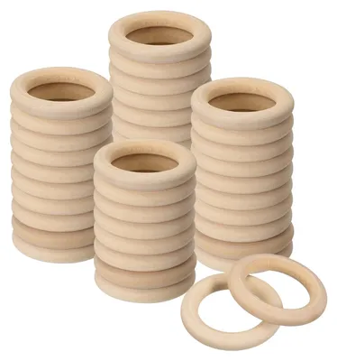 Holzringe 70 Stück 40 mm glatt unbehandelt für Basteln Makramee
