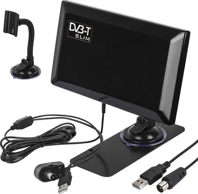 Produktbild von Aktive Zimmerantenne DVB-T/T2 H.265 HEVC Verstärkerantenne Antenne mit Verstärker Saugnapf Halterung USB 5V