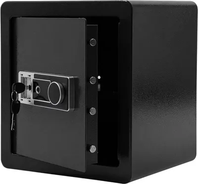 Produktbild von Digitaler Tresor 45L – Fingerabdruck & Schlüssel – Stahl Safe für Geld & Wertsachen – Schwarz
