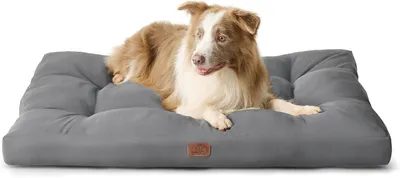 Image de Panier pour grands chiens - 111 x 89 cm - lavable - gris - avec rembourrage moelleux - antidérapant